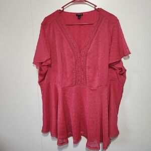 Torrid women's 3X Peplum Red blouse Flowy